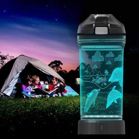 img 1 attached to 🐬 Lightzz Kids Glowing Water Bottle: 3D Dolphin Illusion LED Light & BPA-Free Tritan - Perfect Ocean Gift for School, Picnic, Camping, and Holidays!