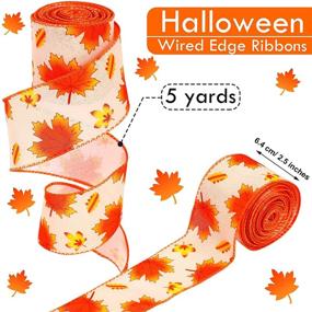 img 3 attached to Autumn Pumpkin Wired Ribbon: 4 Rolls, 20 Yards, Fall Theme Plaid Leaves Check Fabric, Ideal for Wreaths & DIY Crafting, Halloween & Thanksgiving Decor, 4 Styles