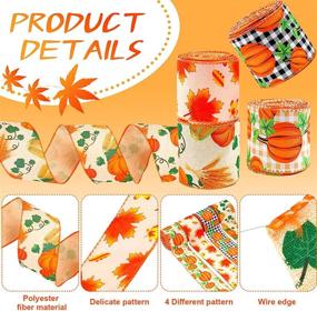 img 2 attached to Autumn Pumpkin Wired Ribbon: 4 Rolls, 20 Yards, Fall Theme Plaid Leaves Check Fabric, Ideal for Wreaths & DIY Crafting, Halloween & Thanksgiving Decor, 4 Styles