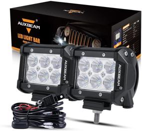 img 4 attached to 🚗 Auxbeam 4-inch LED Pods with 18W Output | Off-Road Flood Beam Light Bar Set for SUV ATV UTV Trucks Pickup Jeep | Includes Wiring Harness | Pack of 2