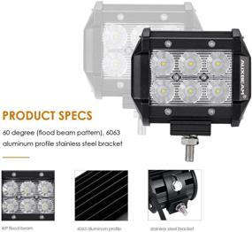 img 2 attached to 🚗 Auxbeam 4-дюймовые светодиодные фонари с мощностью 18 Вт | Комплект световой панели Off-Road Flood Beam для внедорожников SUV ATV UTV грузовиков Pickup Jeep | Включает проводной комплект | Набор из 2 штук