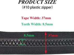 img 2 attached to 🧥 YaHoGa 28 Inch Separating Jacket Zippers for Sewing Coat Jacket - Heavy Duty, Black Tape, Large Molded Plastic Zippers (Pack of 2)