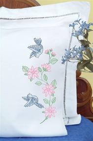 img 1 attached to 🐦 Jack Dempsey Needle Art 160031 Perle Edge Pillowcase - Birds Design, White, 20x30