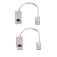 2 pack rj45 to rj11 converter adapter - ethernet telephone connector, male 8p8c to female 6p4c, white logo