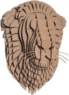 🦁 cardboard safari leon brown small: unique recycled cardboard animal taxidermy lion trophy head logo