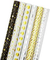🎁 juvale 6 rolls of gold and silver foil gift wrapping paper for birthday and wedding - 2.5 x 10 feet logo