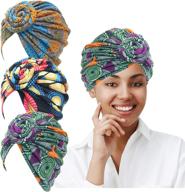 🧣 african pattern headwrap pre-tied turbans for women - lukacy beanie cap headwrap hat logo