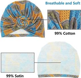 img 3 attached to 🧣 African Pattern Headwrap Pre-Tied Turbans for Women - LUKACY Beanie Cap Headwrap Hat