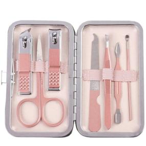 img 4 attached to 💅 7-Piece Rose Gold Manicure and Pedicure Kit with Nail Clippers - Professional Grooming Tools for Men and Women, Complete with Luxurious Travel Case