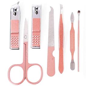 img 3 attached to 💅 7-Piece Rose Gold Manicure and Pedicure Kit with Nail Clippers - Professional Grooming Tools for Men and Women, Complete with Luxurious Travel Case