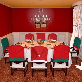 img 1 attached to 🎄 Transform Your Chairs with 8 Festive Christmas Chair Covers – Perfect for Home, Restaurant, Bar, and Party Decorations!