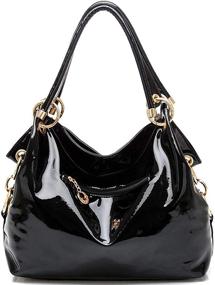 img 1 attached to 👜 Женские сумки Yan Show из лакированной кожи с цепочкой: стильные большие сумки на плечо для дам с пайетками