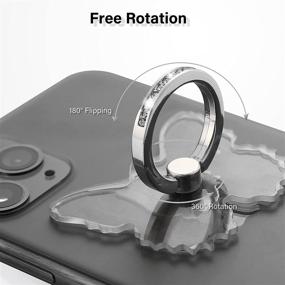 img 1 attached to 🦋 Усовершенствованная подставка для телефона Ring Holder: прозрачный кольцевой держатель телефона с подставкой для пальца и вращением на 360° – Бабочка-Серебро