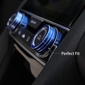 img 1 attached to 🔵 Anodized Aluminum AC Switch Temperature Climate Control Rings for 2016-2021 Honda Civic, Blue - Thenice 10th Gen Air Condition Knob Cover Trims