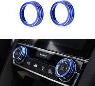 🔵 anodized aluminum ac switch temperature climate control rings for 2016-2021 honda civic, blue - thenice 10th gen air condition knob cover trims logo