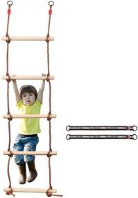 img 4 attached to 🧗 RedSwing Climbing Rope Ladder for Kids, 5.6Ft Wooden Ladder for Swing Set, Hanging Rope Ladder with 2 Straps for Outdoor PlaySet, Tree House, Playground, Ninja Slackline - Enhance your SEO!