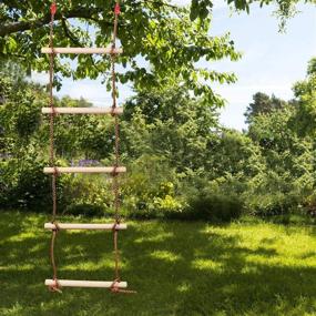 img 3 attached to 🧗 RedSwing Climbing Rope Ladder for Kids, 5.6Ft Wooden Ladder for Swing Set, Hanging Rope Ladder with 2 Straps for Outdoor PlaySet, Tree House, Playground, Ninja Slackline - Enhance your SEO!