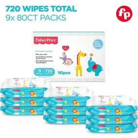 img 2 attached to 💧 Fisher-Price Baby Wipes - Unscented, Hypoallergenic, 99% Water Diaper Wipes - Ideal for Newborns & Sensitive Skin - 9x Resealable Packs (720 Total Wipes)
