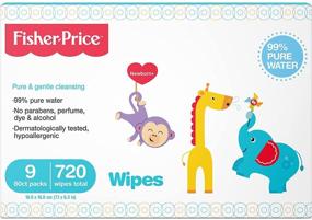 img 4 attached to 💧 Fisher-Price Baby Wipes - Unscented, Hypoallergenic, 99% Water Diaper Wipes - Ideal for Newborns & Sensitive Skin - 9x Resealable Packs (720 Total Wipes)