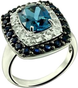 img 4 attached to RB Gems Sterling Rhodium Plated 💎 London Blue Topaz Jewelry for Boys' Rings