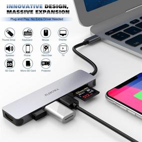 img 2 attached to 🔌 Versatile USB C Hub Multiport Adapter with 4K HDMI, USB 3.0 & SD Card Reader - Perfect for MacBook Pro, Chromebook, XPS & More Type C Devices