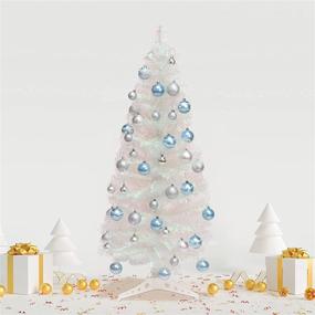 img 2 attached to 🎄 Colorful White 4FT Pre-Lit Artificial Christmas Tree - Perfect for Home Party, Wedding, Holiday Decor