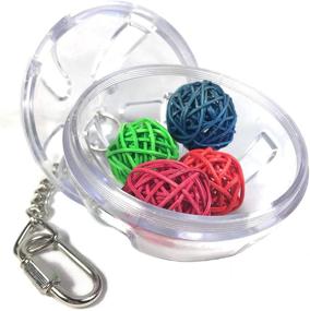 img 1 attached to 🐦 Birds LOVE 3" Hanging Clear Foraging Plastic Perforated Ball with Vine Balls - Medium and Large Bird Cage Toy