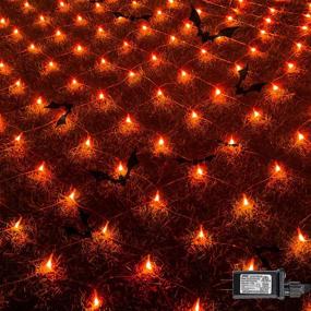 img 4 attached to Halloween 360 LED Net Lights - Funpeny, 9.8ft x 6.6ft, 8 Modes Waterproof Connectable Decorations for Outdoor Garden Party - Orange