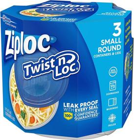 img 2 attached to 🥡 Ziploc Twist and Loc, Food Storage Containers for Travel and Organization, Small Round, Dishwasher Safe, Pack of 3