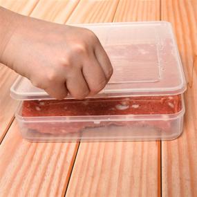 img 2 attached to Clear Plastic Bacon Keeper Container - 2 Pack Food Storage with Lid for Refrigerator, Stackable Portable Freezer Storage Containers for Produce, Fruits, Vegetables, Meat, and Fish