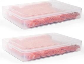 img 4 attached to Clear Plastic Bacon Keeper Container - 2 Pack Food Storage with Lid for Refrigerator, Stackable Portable Freezer Storage Containers for Produce, Fruits, Vegetables, Meat, and Fish