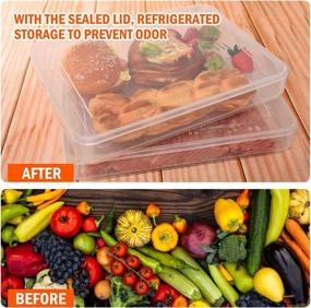 img 1 attached to Clear Plastic Bacon Keeper Container - 2 Pack Food Storage with Lid for Refrigerator, Stackable Portable Freezer Storage Containers for Produce, Fruits, Vegetables, Meat, and Fish