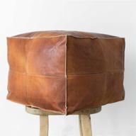 🛋️ d.art group - authentic goatskin leather - bohemian living room decor - hassock & ottoman footstool - square & large ottoman pouf - unstuffed - (brown) logo
