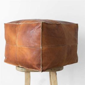 img 4 attached to 🛋️ D.Art Group - Authentic Goatskin Leather - Bohemian Living Room Decor - Hassock & Ottoman Footstool - Square & Large Ottoman Pouf - Unstuffed - (Brown)