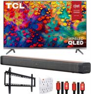 📺 tcl 55r635 55-inch 6-series 4k qled dolby vision hdr roku smart tv bundle: deco home soundbar, dual subwoofers, wall mount, 2x deco gear hdmi cable, 6-outlet surge adapter with night light logo