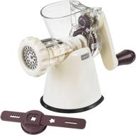 🌭 lurch germany manual meat grinder and cookie maker with stainless steel blades - easy to clean, hand crank mincer for meat, sausage, garlic, cookies, and churros - aubergine/cream white logo