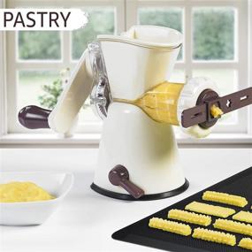 img 2 attached to 🌭 LURCH Germany Manual Meat Grinder and Cookie Maker with Stainless Steel Blades - Easy to Clean, Hand Crank Mincer for Meat, Sausage, Garlic, Cookies, and Churros - Aubergine/Cream White