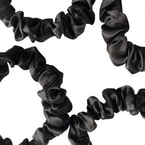 img 1 attached to 🎀 6 Pcs Silk Hair Scrunchies: Soft & Comfortable Small Silk Skinny Hair Ties for Women with Bows - Black