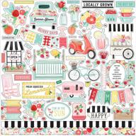 🌞 summer market element sticker set by carta bella paper company - red, pink, green, yellow, black, teal logo