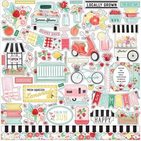 img 1 attached to 🌞 Summer Market Element Sticker Set by Carta Bella Paper Company - Red, Pink, Green, Yellow, Black, Teal