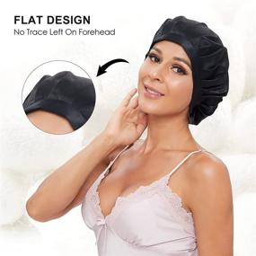 img 1 attached to Silky Black Mulberry Silk Sleep Cap - Adjustable Hair Bonnet for Women, Girls, and Men - Perfect for Curly Hair Styling