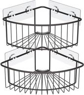 🛁 jarlink 2 pack corner shower caddy with deep basket shelf - no drilling sus304 stainless steel wall mounted bathroom shelf with 8 adhesives - storage solution for toilet, dorm, and kitchen (brown) logo