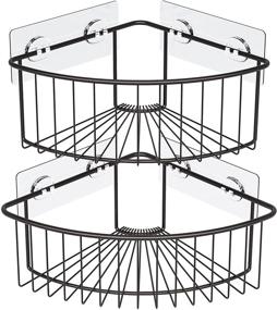 img 4 attached to 🛁 JARLINK 2 Pack Corner Shower Caddy with Deep Basket Shelf - No Drilling SUS304 Stainless Steel Wall Mounted Bathroom Shelf with 8 Adhesives - Storage Solution for Toilet, Dorm, and Kitchen (Brown)