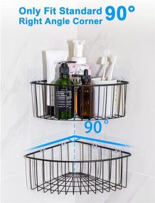 img 3 attached to 🛁 JARLINK 2 Pack Corner Shower Caddy with Deep Basket Shelf - No Drilling SUS304 Stainless Steel Wall Mounted Bathroom Shelf with 8 Adhesives - Storage Solution for Toilet, Dorm, and Kitchen (Brown)