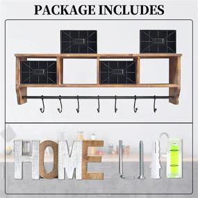 img 1 attached to 🧺 LAKUKU Wall Mounted Coat Rack Shelf with Adjustable Hooks and 4 Baskets for Organization in Entrance, Bathroom, Living Room, and Kitchen