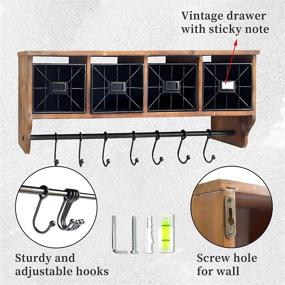 img 2 attached to 🧺 LAKUKU Wall Mounted Coat Rack Shelf with Adjustable Hooks and 4 Baskets for Organization in Entrance, Bathroom, Living Room, and Kitchen