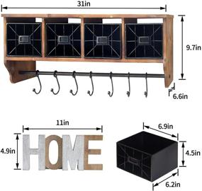 img 3 attached to 🧺 LAKUKU Wall Mounted Coat Rack Shelf with Adjustable Hooks and 4 Baskets for Organization in Entrance, Bathroom, Living Room, and Kitchen