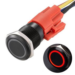 img 4 attached to 🔳 APIELE 16mm Momentary Black Push Button Switch with 12V LED Angel Ring Head - Industrial Electrical Component