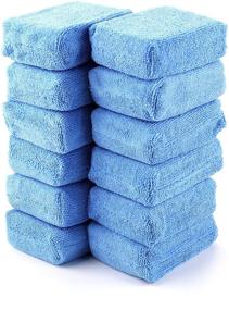 img 3 attached to 🔵 Fasmov 12 Pack High-Quality Microfiber Applicator Pad, Blue - Premium Grade