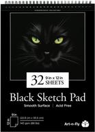 📒 9x12 black sketch pad: spiral-bound book of 32 sheets crisp black perforated paper - sketchpad logo